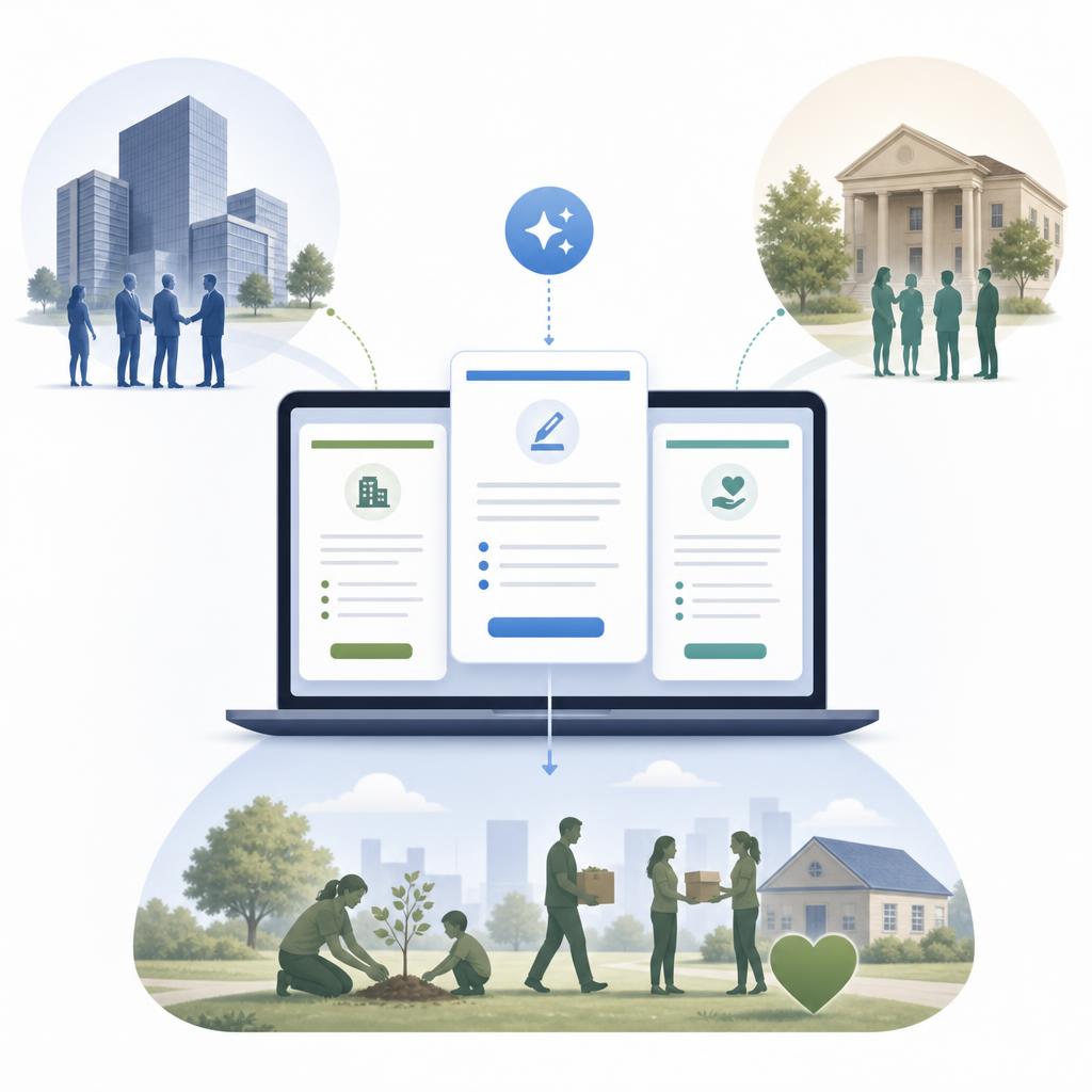 Illustration of grant proposals moving from research to community impact
