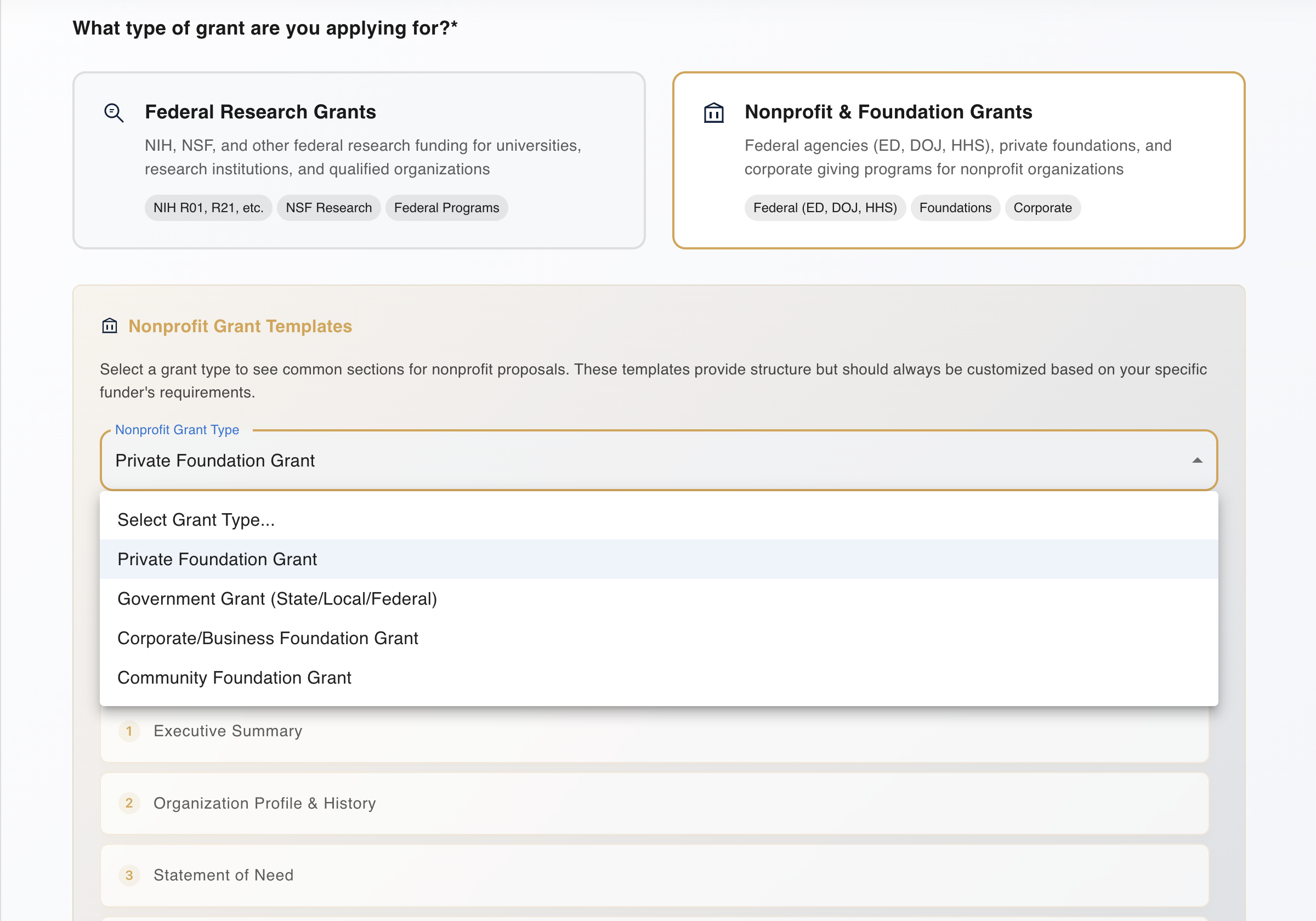 GrantCopilot — smart proposal templates